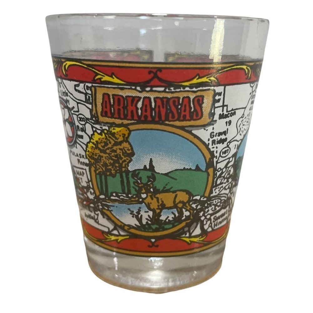 Shot Glass Arkansas Map Capitol Souvenir Tourist